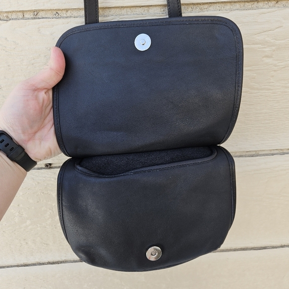 vintage Coach black mini hippie flap leather saddlebag 9142 made in USA - Picture 6 of 8
